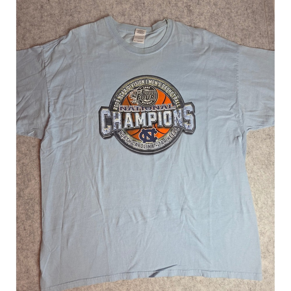 Vintage 2009 UNC Tar Heels NCAA National Champions T-Shirt XL 2XL Blue Gildan